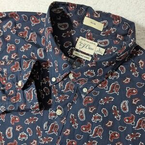 J. Crew Button Down Shirt Mens L Navy Paisley Slim L/S Secret Wash C8363